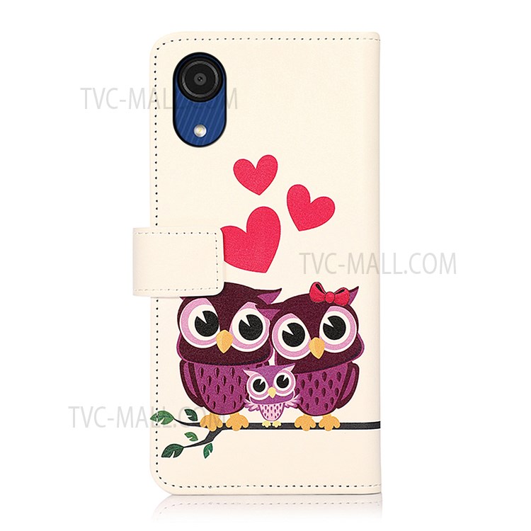 PU Leather Stand Wallet Case Shockproof TPU Shell Pattern Printing Protective Cover for Samsung Galaxy A03 Core - Owls Family-3