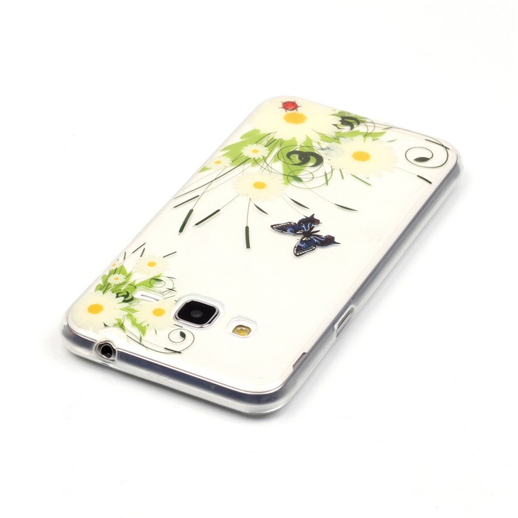 For Samsung Galaxy J3 (2016) Patterned IMD TPU Gel Phone Case - White Daisy Flowers and Butterfly-4