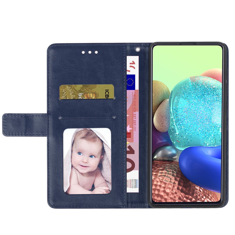 Anti-drop Mobile Phone Cover Y-shaped Lines Imprinted Handy Strap Magnetic PU Leather Stand Wallet Case for Samsung Galaxy A03 (166.5x75.98x9.14mm) - Blue-4