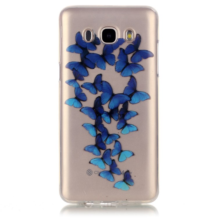 

For Samsung Galaxy J5 (2016) Pattern Printing IMD Gel TPU Back Phone Case - Blue Butterflies