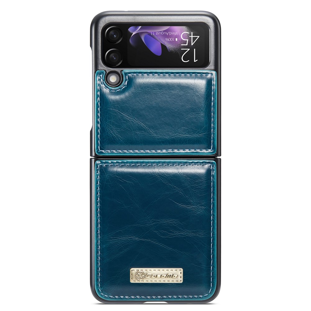 CASEME 003 Series Fine Workmanship Waxy Texture Magnetic Closure Wallet Leather Phone Stand Cover Case for Samsung Galaxy Z Flip3 5G - Blue-2