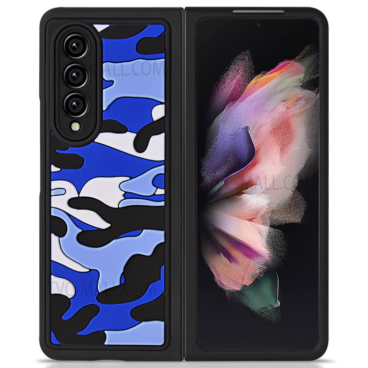 Rugged Camouflage Pattern Drop-resistant TPU Folding Phone Case Protector for Samsung Galaxy Z Fold3 5G - Blue-2