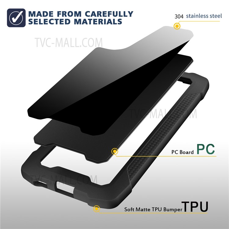 Stainless Steel Back + PC + TPU Bumper Phone Case Scratch Resistant Phone Protector for Samsung Galaxy S22 5G - Glossy/Black-3