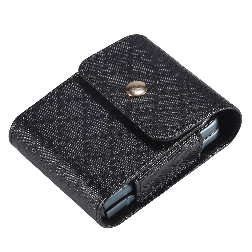 Grid Pattern Microfiber Leather Vertical Flip Cellphone Belt Loop Holster Case Belt Waist Bag for Samsung Galaxy Z Flip / Galaxy Z Flip3 5G / Motorola Razr 5G-6