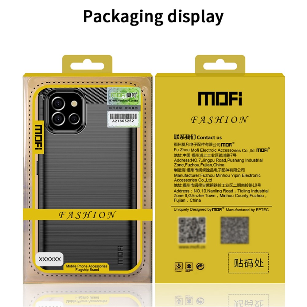 MOFI Brushed Surface Carbon Fiber Texture Flexible TPU Phone Case Shell for Samsung Galaxy A03 (166.5 x 75.98 x 9.14mm) - Black-10