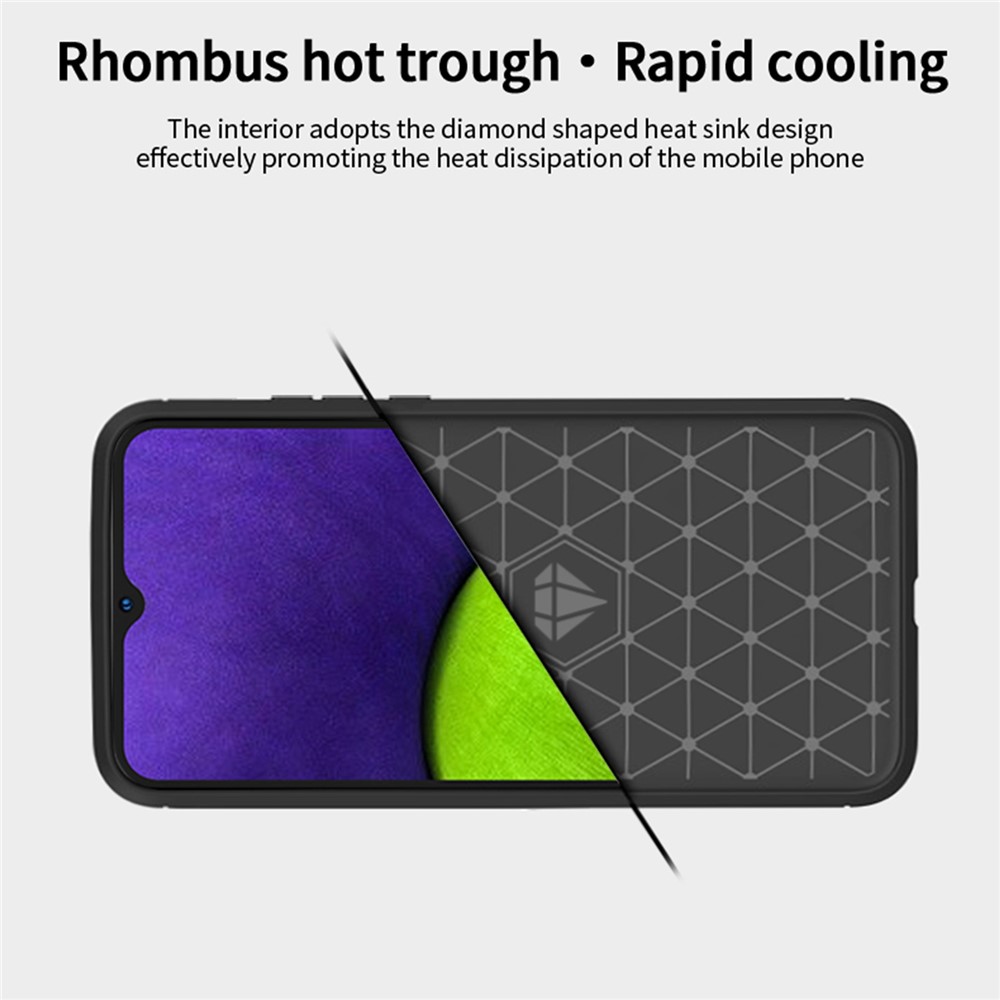 MOFI Brushed Surface Carbon Fiber Texture Flexible TPU Phone Case Shell for Samsung Galaxy A03 (166.5 x 75.98 x 9.14mm) - Black-6
