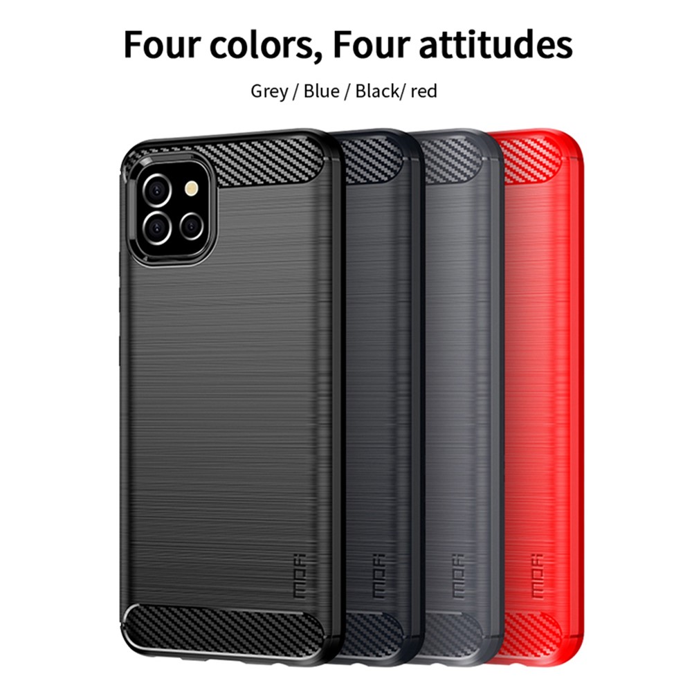 MOFI Brushed Surface Carbon Fiber Texture Flexible TPU Phone Case Shell for Samsung Galaxy A03 (166.5 x 75.98 x 9.14mm) - Black-8