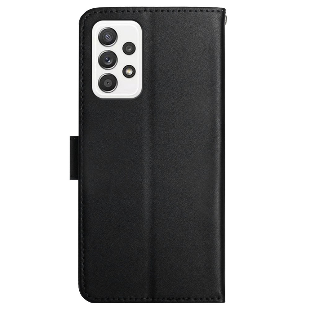 Nappa Texture Folio Flip Mobile Phone Shell Genuine Leather + TPU Phone Case Stand Wallet Cover for Samsung Galaxy A73 5G - Black-3