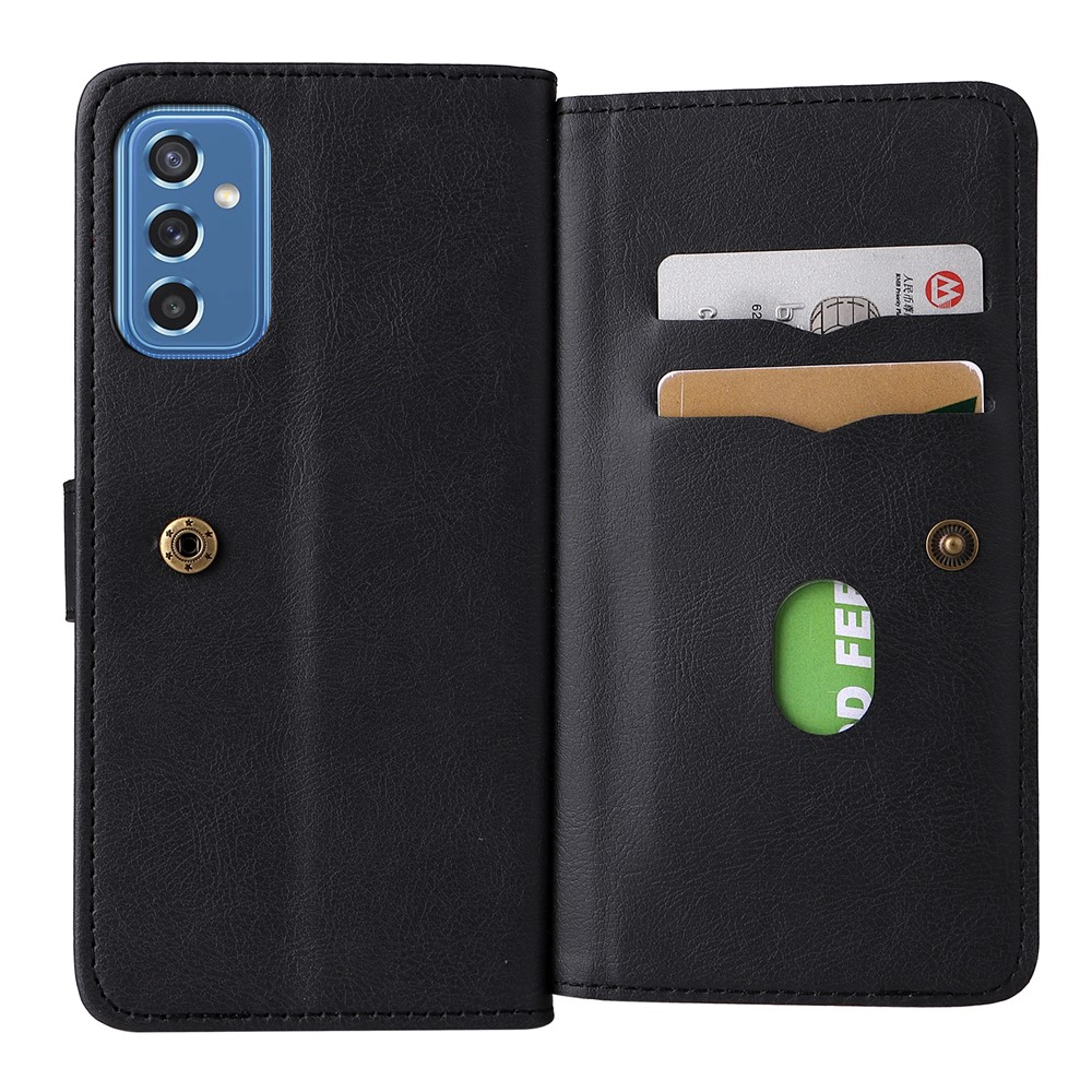 Multiple Card Slots PU Leather Folio Flip Stand Wallet Phone Case for Samsung Galaxy M52 5G - Black-11