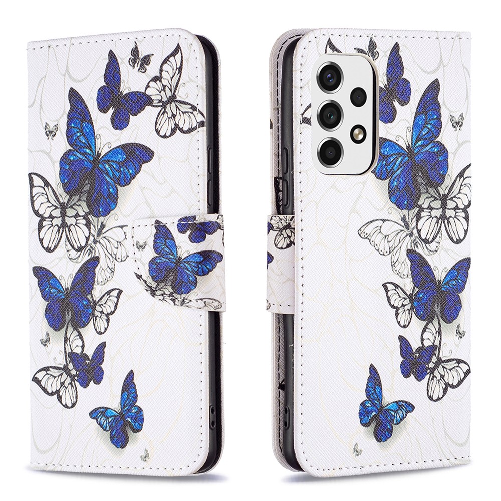 Shock Absorption Pattern Printing Folio Flip Leather Stand Wallet Phone Case for Samsung Galaxy A53 5G - Butterflies-1