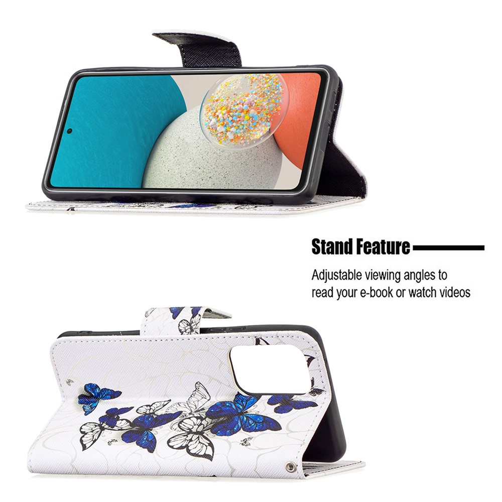 Shock Absorption Pattern Printing Folio Flip Leather Stand Wallet Phone Case for Samsung Galaxy A53 5G - Butterflies-4