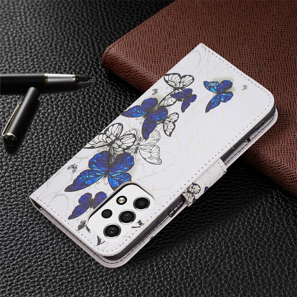 Shock Absorption Pattern Printing Folio Flip Leather Stand Wallet Phone Case for Samsung Galaxy A53 5G - Butterflies-7