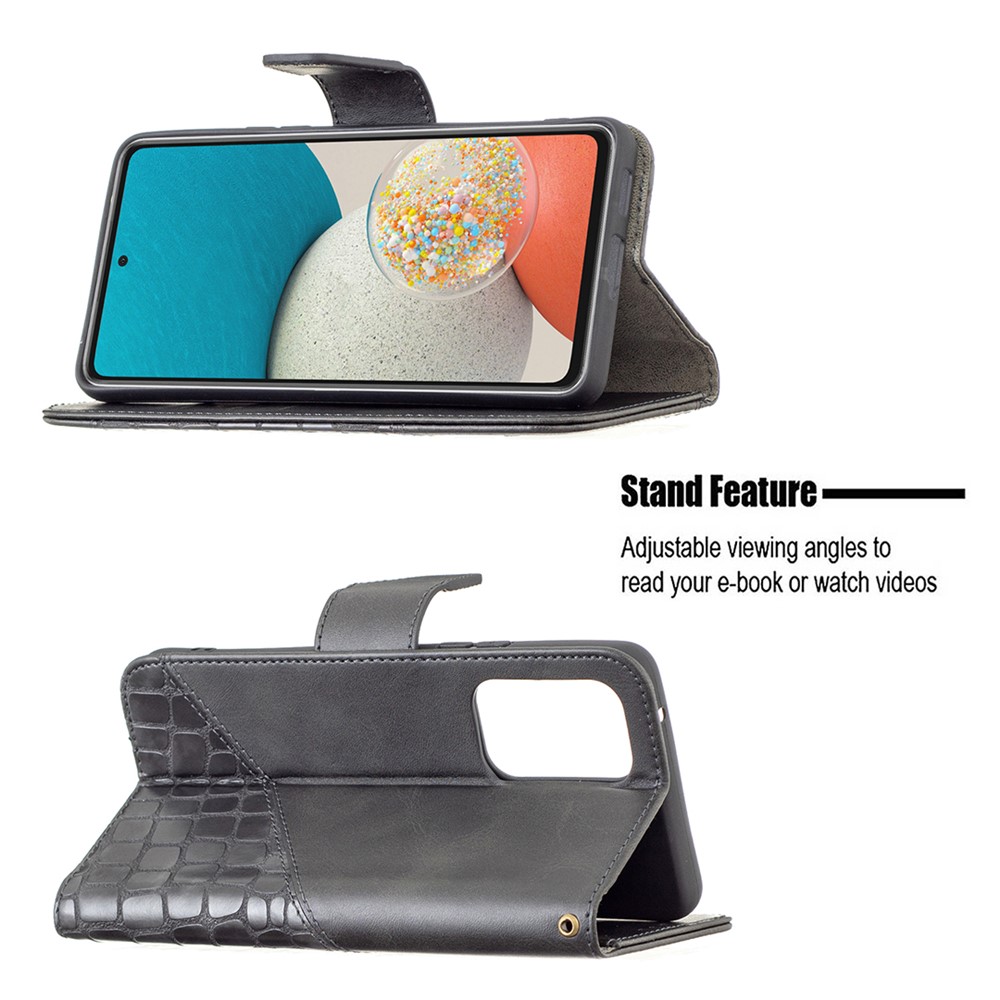 BINFEN COLOR BF04 Crocodile Texture Drop-proof Wallet Leather Protective Phone Stand Case for Samsung Galaxy A53 5G - Black-4