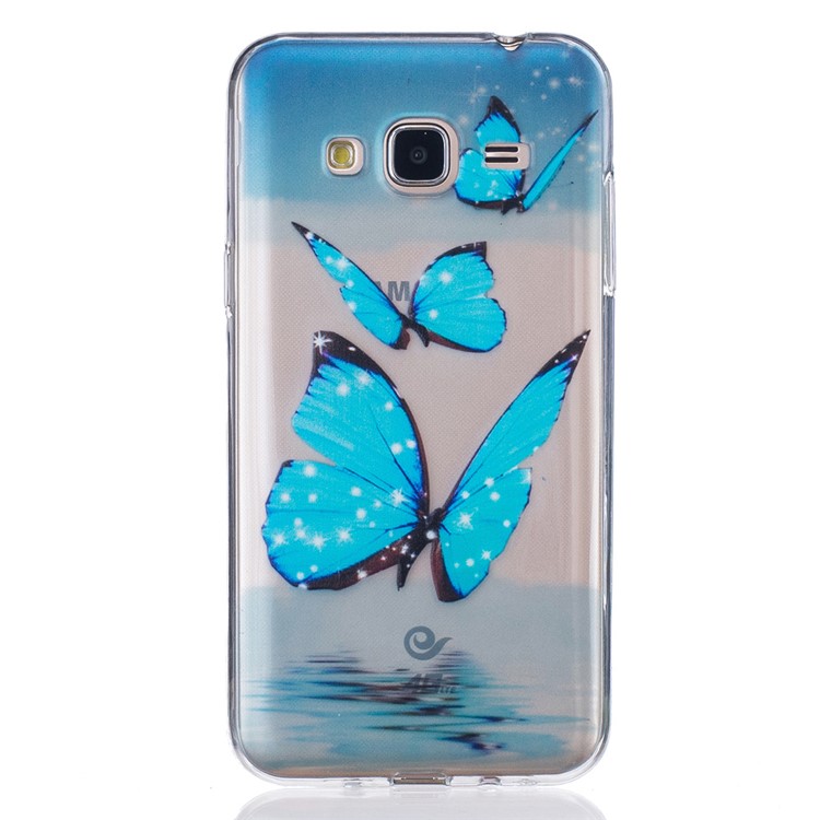 

Embossed TPU Protective Case for Samsung Galaxy J3 - Blue Butterfly