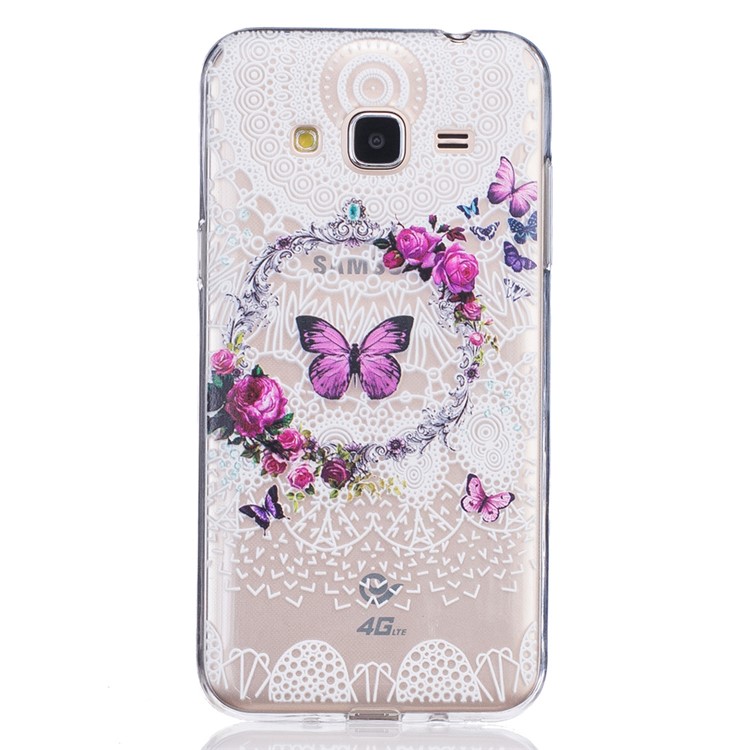 

Embossed TPU Case Shell for Samsung Galaxy J3 - Butterfly and Flowers