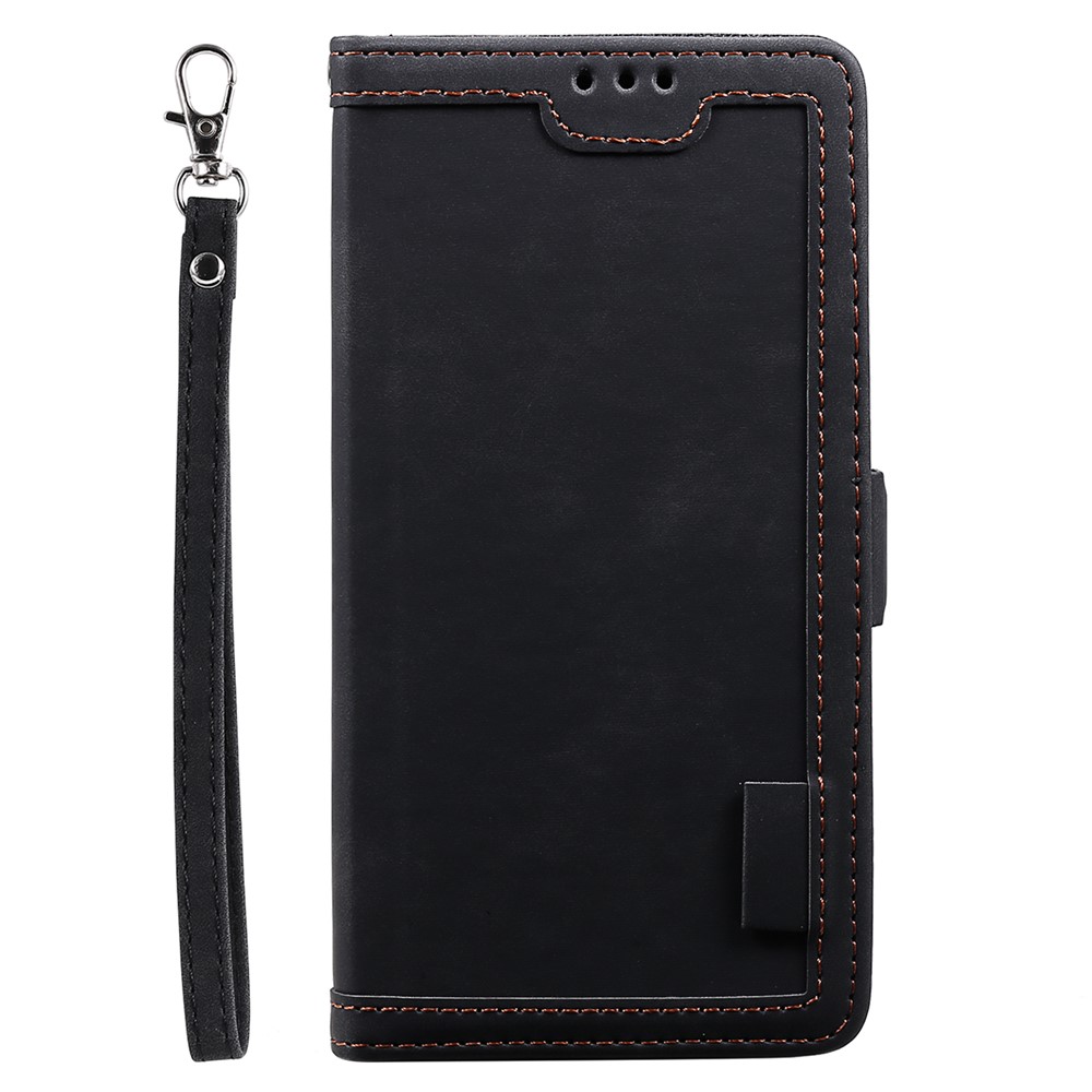 Stand Wallet Function Drop-proof Retro Style Color Splicing PU Leather Phone Case Cover for Samsung Galaxy S22+ 5G - Black-2