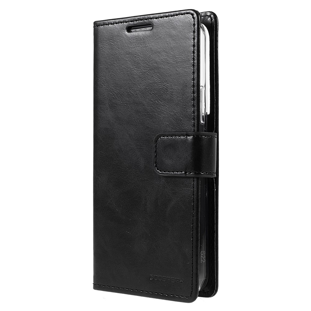 MERCURY GOOSPERY Blue Moon Fall-proof Magnetic Clasp Leather Wallet Phone Stand Case for Samsung Galaxy S22+ 5G - Black-2