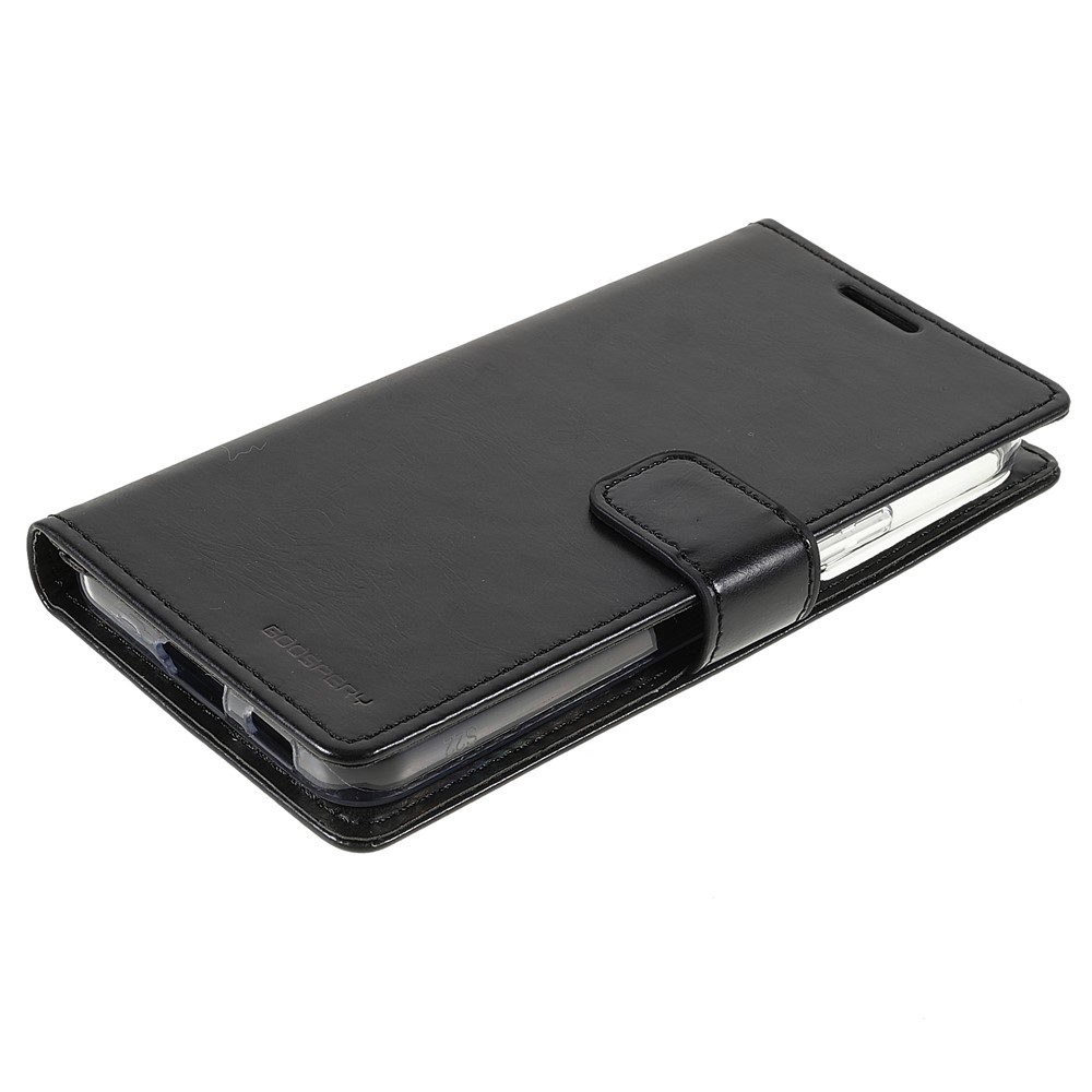 MERCURY GOOSPERY Blue Moon Fall-proof Magnetic Clasp Leather Wallet Phone Stand Case for Samsung Galaxy S22+ 5G - Black-4