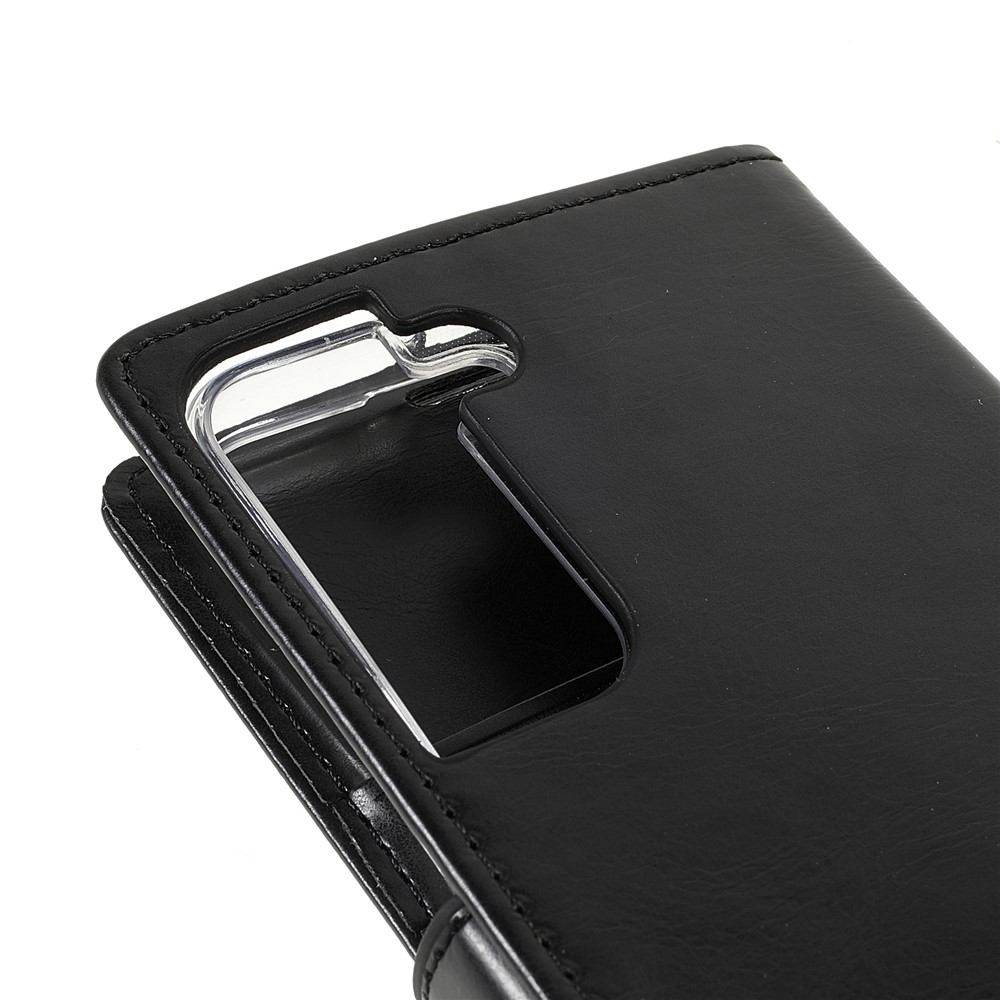 MERCURY GOOSPERY Blue Moon Fall-proof Magnetic Clasp Leather Wallet Phone Stand Case for Samsung Galaxy S22+ 5G - Black-6