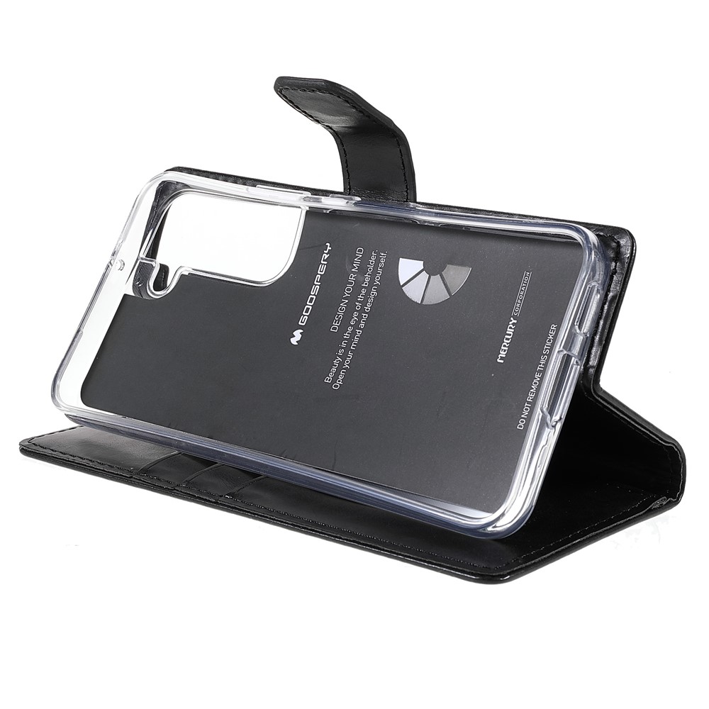 MERCURY GOOSPERY Blue Moon Fall-proof Magnetic Clasp Leather Wallet Phone Stand Case for Samsung Galaxy S22+ 5G - Black-9