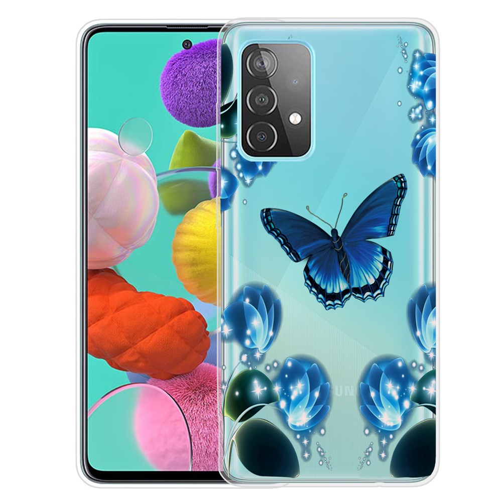 Slim Soft TPU Shockproof Pattern Printing Back Cover for Samsung Galaxy A73 5G - Butterfly and Flower-1
