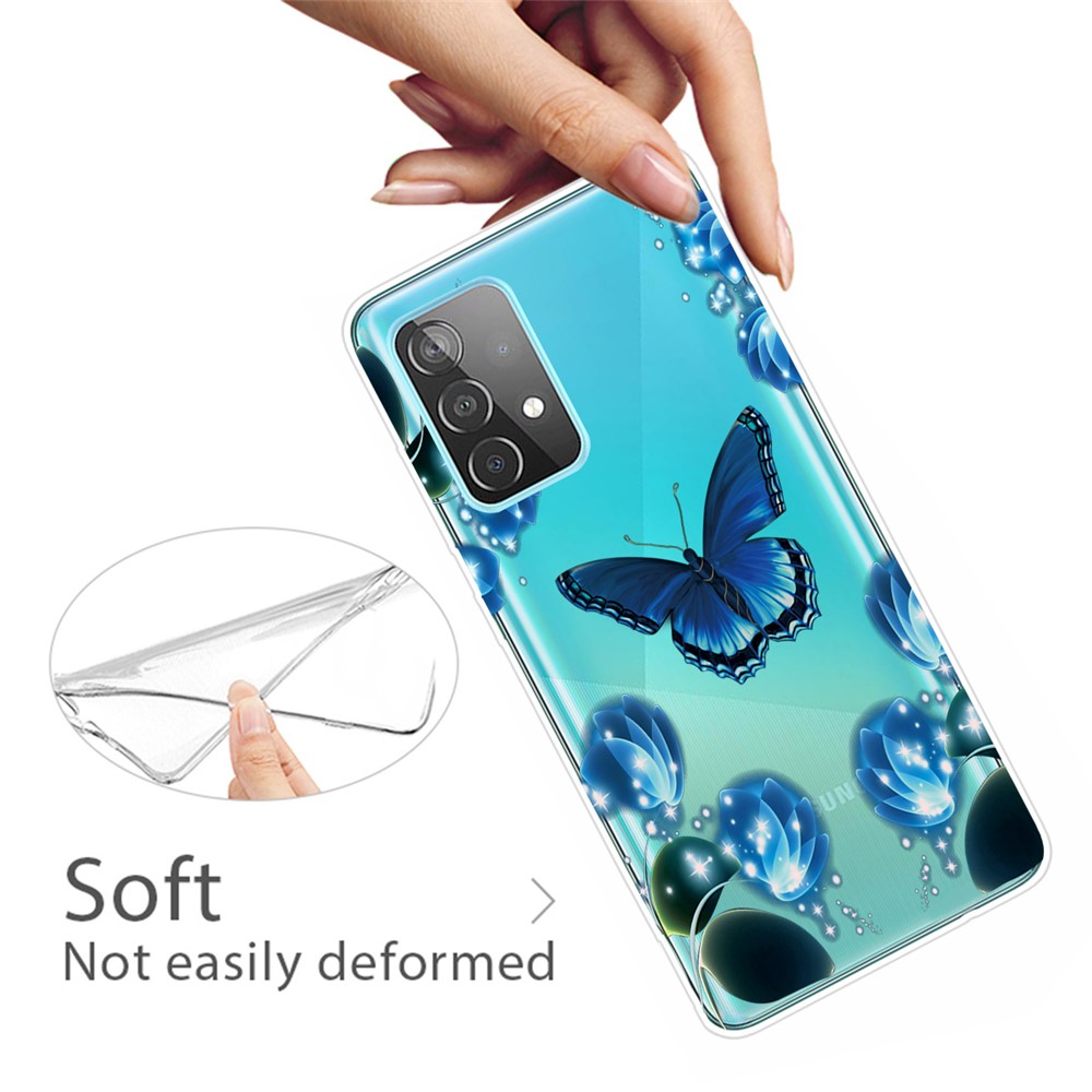 Slim Soft TPU Shockproof Pattern Printing Back Cover for Samsung Galaxy A73 5G - Butterfly and Flower-3