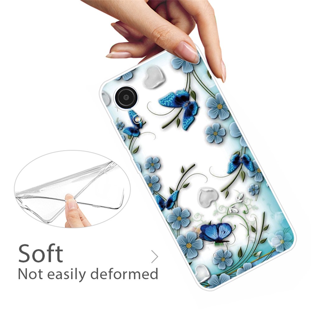 Protetor Telefônico de Impressão Para Impressão de Estojo de Estojo de Telefone Suave à Prova de Choque Para Samsung Galaxy A03 Core - Borboletas e Flores