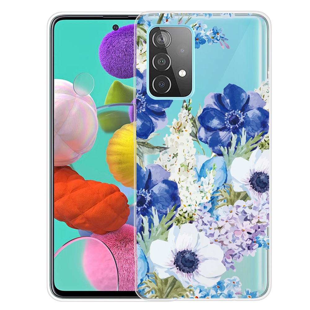 Pattern Printing Soft TPU Phone Case Slim Fit Protective Phone Cover for Samsung Galaxy A73 5G - Flowers-1