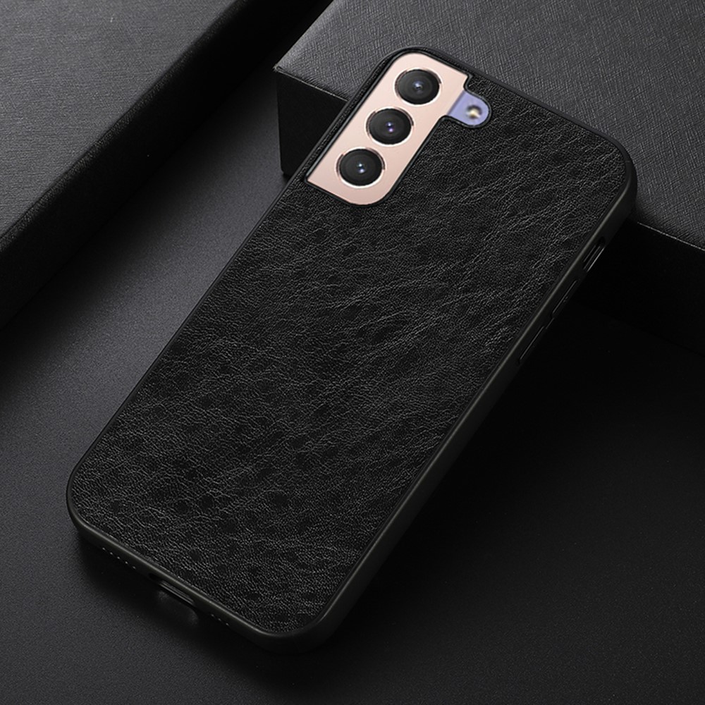 Crazy Horse Texture PU Leather Coating Anti-drop TPU + PC Protective Phone Cover Case for Samsung Galaxy S22 5G - Black-2