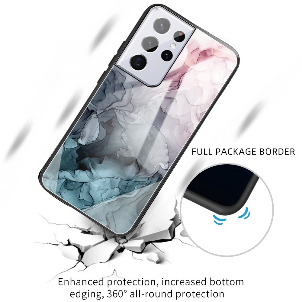 Pattern Printing Soft TPU Bumper Frame Shockproof Tempered Glass Back Cover for Samsung Galaxy A33 5G - Style A-2