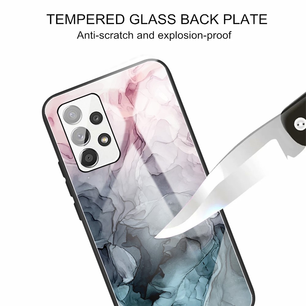 Pattern Printing Soft TPU Bumper Frame Shockproof Tempered Glass Back Cover for Samsung Galaxy A33 5G - Style A-3