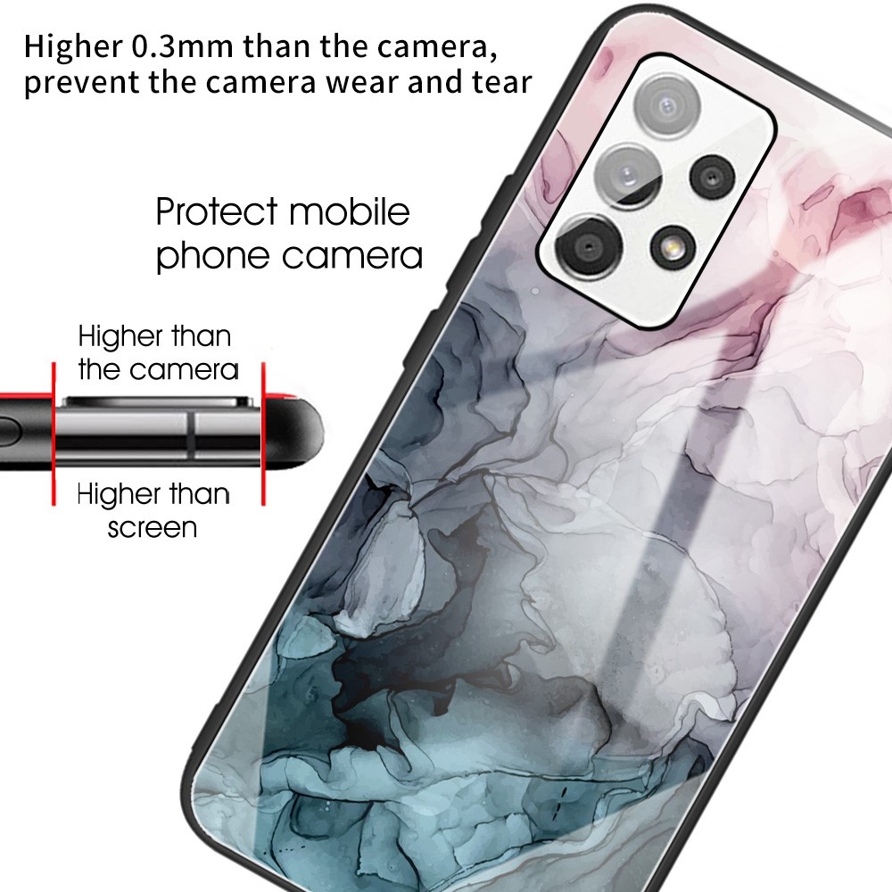 Pattern Printing Soft TPU Bumper Frame Shockproof Tempered Glass Back Cover for Samsung Galaxy A33 5G - Style A-4