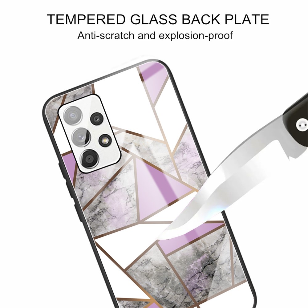 Pattern Printing Soft TPU Bumper Frame Shockproof Tempered Glass Back Cover for Samsung Galaxy A33 5G - Style P-3
