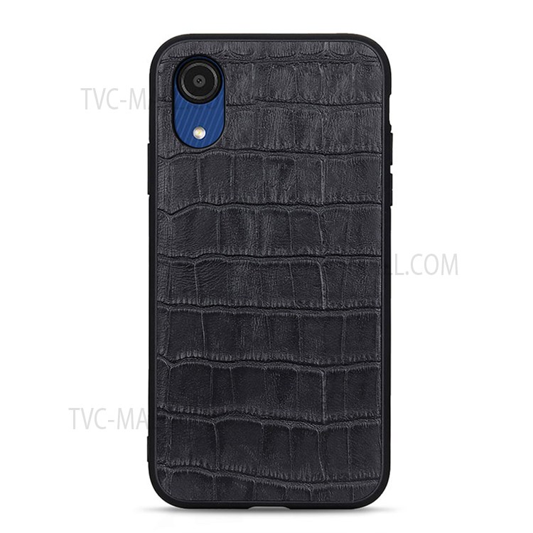 Crocodile Texture Light Slim Stylish Genuine Leather Coated PC+TPU Case for Samsung Galaxy A03 Core - Black-1