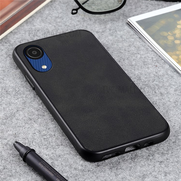 Textured Shockproof Anti-drop PU Leather Coated PC + TPU Phone Back Case Cover for Samsung Galaxy A03 Core - Black-2
