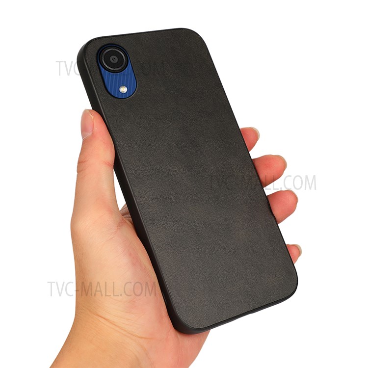 Textured Shockproof Anti-drop PU Leather Coated PC + TPU Phone Back Case Cover for Samsung Galaxy A03 Core - Black-3