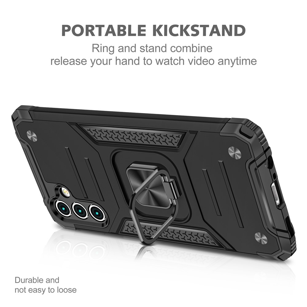 Ring Holder Kickstand TPU Bumper Hard PC Back Dual-Layer Design Cover for Samsung Galaxy A13 5G - Black-4