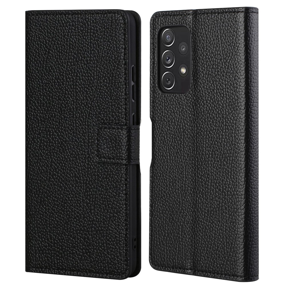 Litchi Texture Leather Wallet Stand Case Magnetic Clasp Cell Phone Protector Shell for Samsung Galaxy A73 5G-1