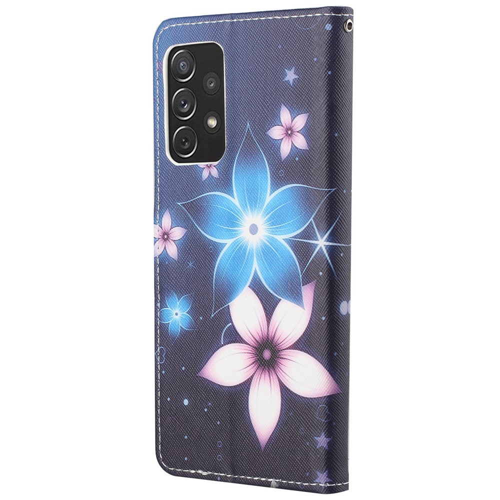 PU Leather Phone Case Cross Texture Folding Protective Phone Cover with Stand Wallet for Samsung Galaxy A73 5G - Flower-3