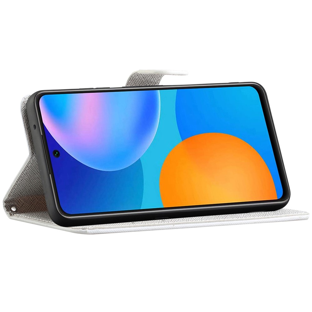 PU Leather Phone Case Cross Texture Folding Protective Phone Cover with Stand Wallet for Samsung Galaxy A73 5G - Flower-4