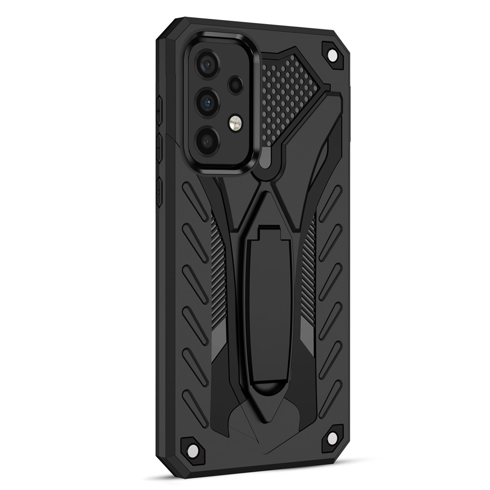 Phantom Knight Series Kickstand Dustproof Anti-scratch PC + Soft TPU Phone Case Shell for Samsung Galaxy A33 5G - Black-3