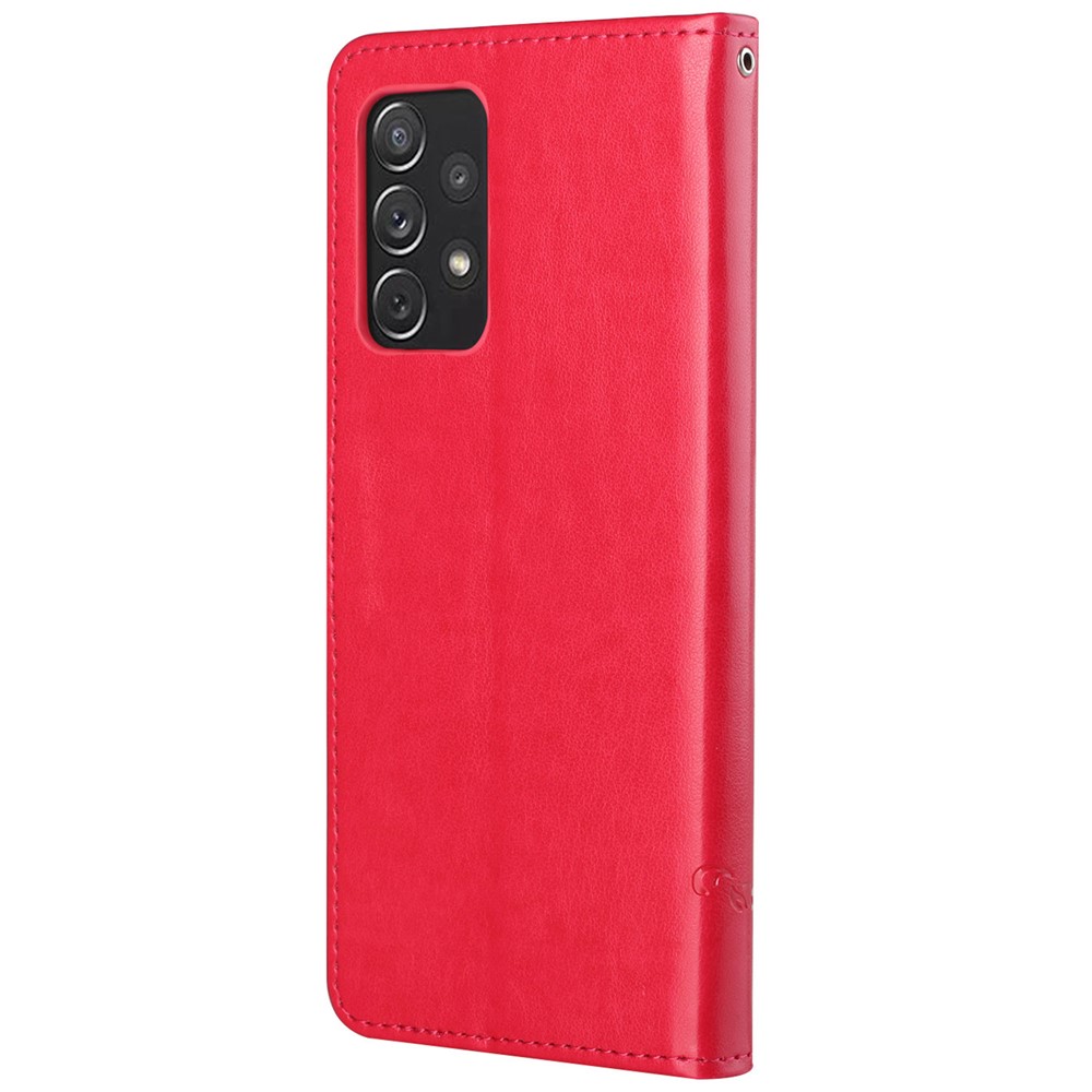 Scratch-resistant Imprinted Butterflies Flower PU Leather Wallet Function Phone Case Stand Shell for Samsung Galaxy A73 5G - Red-3