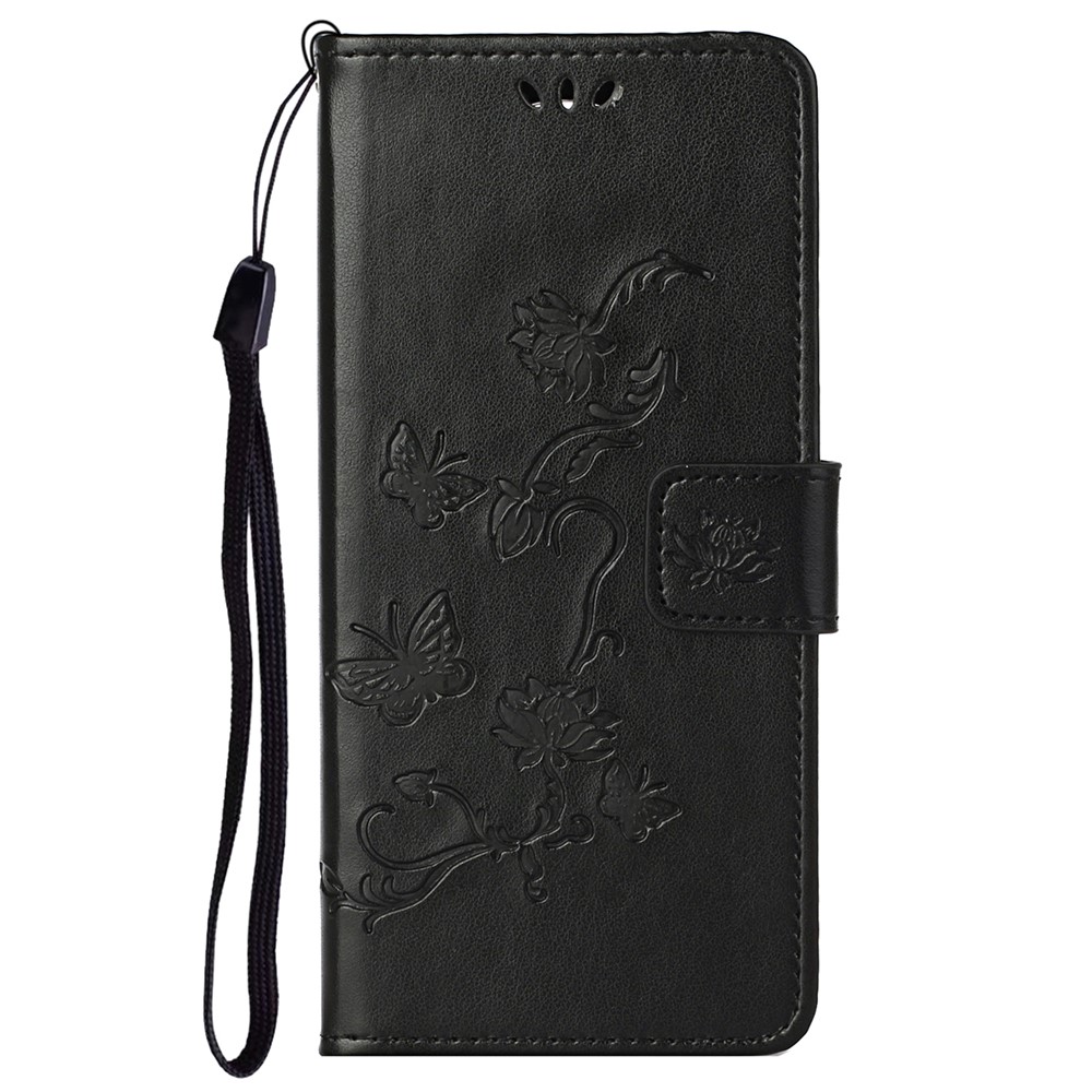 Scratch-resistant Imprinted Butterflies Flower PU Leather Wallet Function Phone Case Stand Shell for Samsung Galaxy A73 5G - Black-2