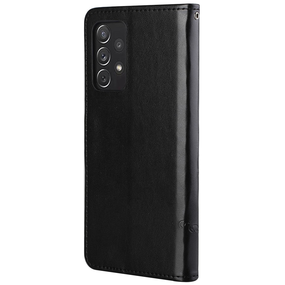 Scratch-resistant Imprinted Butterflies Flower PU Leather Wallet Function Phone Case Stand Shell for Samsung Galaxy A73 5G - Black-3