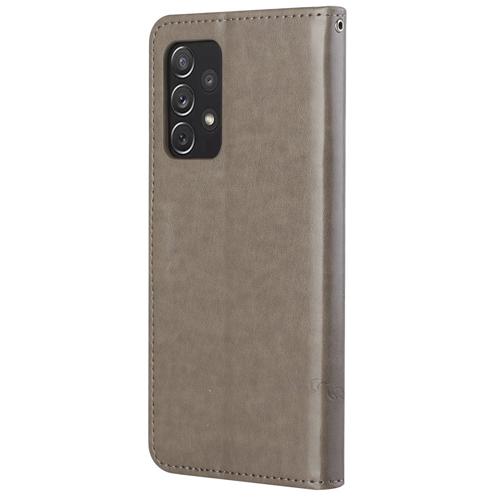 Scratch-resistant Imprinted Butterflies Flower PU Leather Wallet Function Phone Case Stand Shell for Samsung Galaxy A73 5G - Grey-3