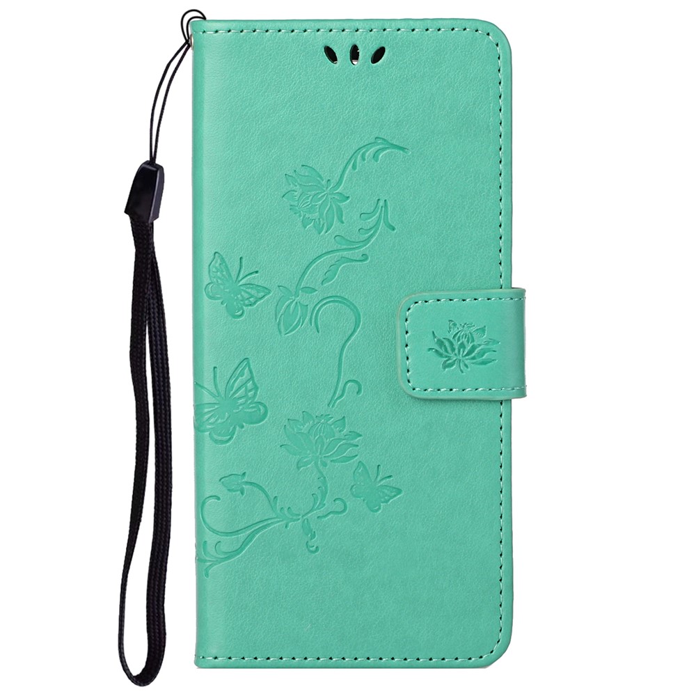 Scratch-resistant Imprinted Butterflies Flower PU Leather Wallet Function Phone Case Stand Shell for Samsung Galaxy A73 5G - Green-2
