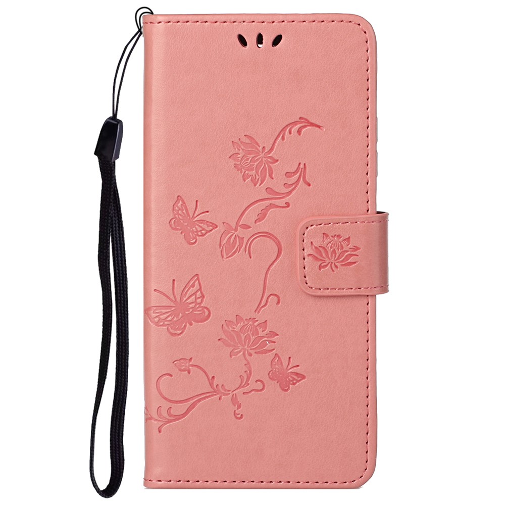 Scratch-resistant Imprinted Butterflies Flower PU Leather Wallet Function Phone Case Stand Shell for Samsung Galaxy A73 5G - Pink-2
