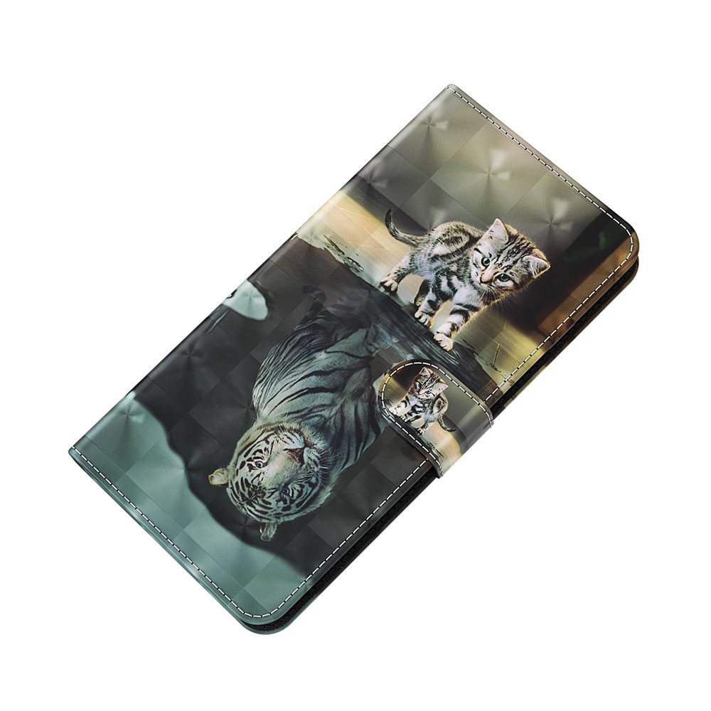 3D Pattern Printing Scratch-resistant Phone Case PU Leather Stand Phone Protector with Wallet Strap for Samsung Galaxy A13 4G - Cat and Tiger-10