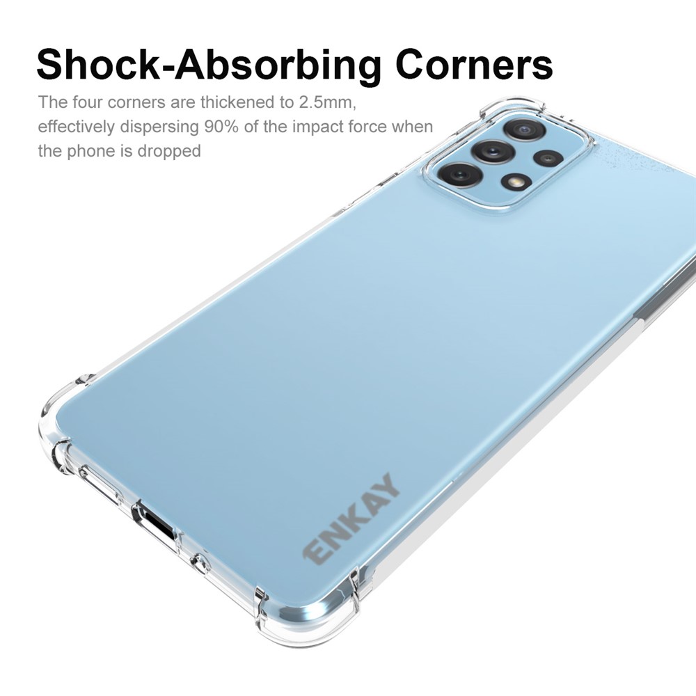 ENKAY Thickened Four Corners Anti-slip Side Strip Transparent TPU Case Protective Phone Cover for Samsung Galaxy A73-2