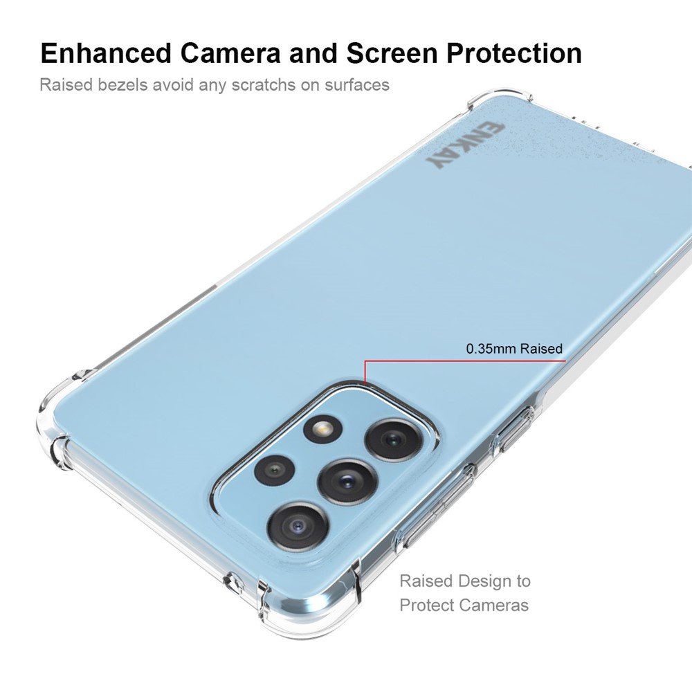 ENKAY Thickened Four Corners Anti-slip Side Strip Transparent TPU Case Protective Phone Cover for Samsung Galaxy A73-3